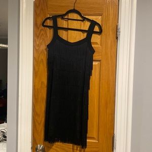 Black sleeveless, White House, Black market cocktail, flapper dress.